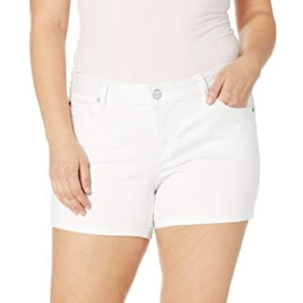 SLINK Jeans Curvy White Stretch Denim Jean Shorts Women's 24 Mid Rise Plus